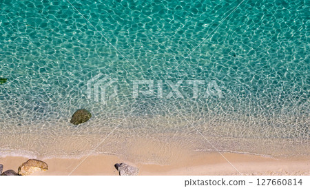 Crystal clear water gently washing Tropea beach in Calabria, Italy Crystal clear water gently washing Tropea beach in Calabria, Italy 127660814