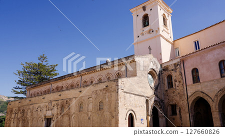 Norman Cathedral overlooking Tropea, a charming town in Calabria, Southern Italy 127660826