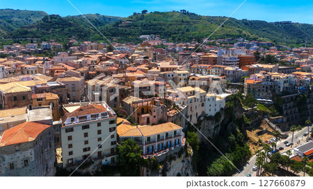 Tropea cityscape overlooking Tyrrhenian sea in Calabria, Italy 127660879