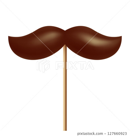 Vector 3d Realistic Brown Mustache Prop on Stick, Isolated. Simple Mustache for Party, Photo Booth, Masquerade, Costume, Funny Carnival, Cosplay, Hipster Style Vector 3d Realistic Brown Mustache Prop on Stick, Isolated. Simple Mustache for Party, Photo Booth, Masquerade, Costume, Funny Carnival, Cosplay, Hipster Style 127660923