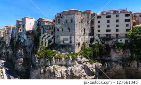 Tropea buildings standing on a cliff in Calabria, Italy 127661040