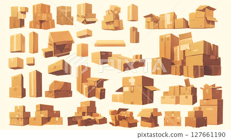 Open cardboard box 127661190