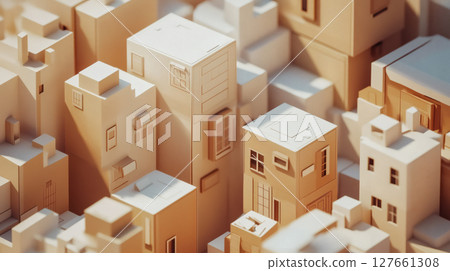 用紙板製作的城市景觀圖像 127661308