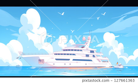 Luxury cruise ship sailing on the sea 127661363