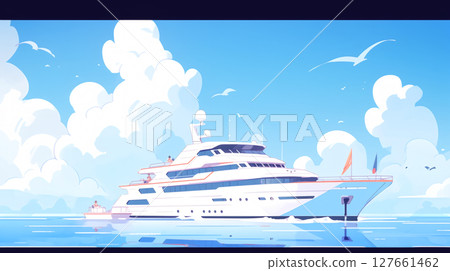 豪華遊輪在海上航行 豪華遊輪在海上航行 127661462