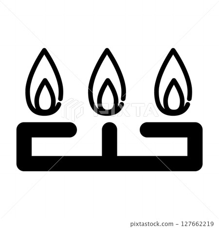 Three-burner gas stove silhouette icon Three-burner gas stove silhouette icon 127662219