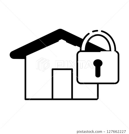 Padlocked house icon 127662227