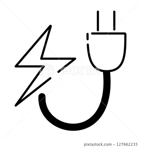 Silhouette icon of an electrical outlet with a lightning symbol 127662235