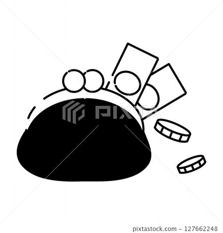 裡面有錢的錢包的輪廓圖標 裡面有錢的錢包的輪廓圖標 127662248