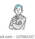 A male worker in work clothes with his arms crossed and confident [Vector illustration material] 127662337