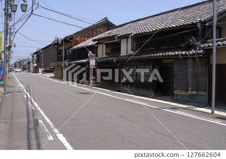 A streetscape with old buildings A streetscape with old buildings 127662604