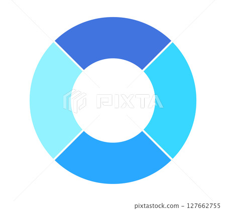 帶有文字空間的四色象限餅圖模板 - 簡單的藍色圓環圖 127662755