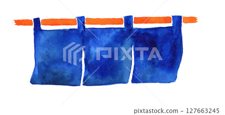 Japanese-style store curtain illustration - watercolor hand-drawn material 127663245