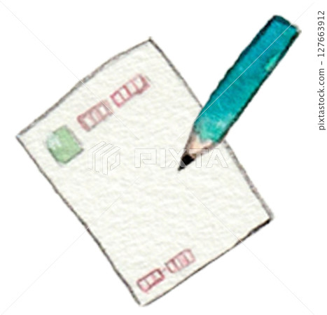 明信片和鉛筆 127663912