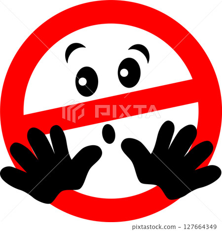 紅色圓臉禁止擅入標誌 127664349