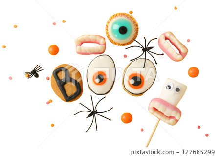 Spooky sweets for Halloween fun, isolated on white, PNG Spooky sweets for Halloween fun, isolated on white, PNG 127665299