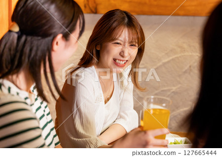 Women drinking at a girls' party Women drinking at a girls' party 127665444