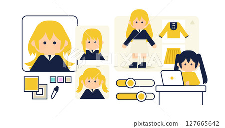 Flat illustration of avatar creation and dress-up Flat illustration of avatar creation and dress-up 127665642