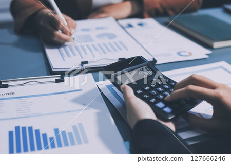 Business Documents, Auditor businesswoman checking searching document legal prepare paperwork or report for analysis TAX time,accountant Documents data contract partner deal in workplace office 127666246