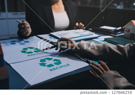 Sustainable development with renewable energy solutions, ecology concept, green business. 127666259