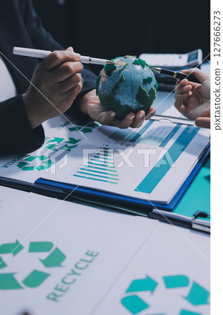 Sustainable development with renewable energy solutions, ecology concept, green business. 127666273