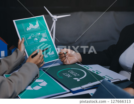 Sustainable development with renewable energy solutions, ecology concept, green business. 127666313