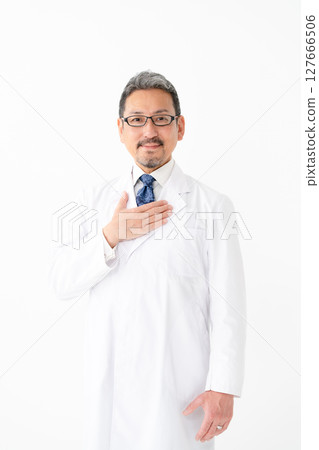 Portrait of a man in a white coat Portrait of a man in a white coat 127666506