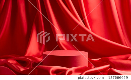 podium red velvet and silk textures create a luxurious, flowing backdrop perfect for themes of love and elegance podium red velvet and silk textures create a luxurious, flowing backdrop perfect for themes of love and elegance 127666659