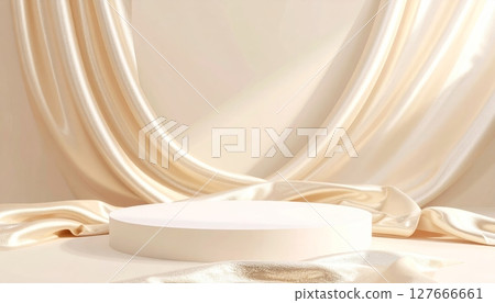 podium creamy white skincare lotion in a clean glass jar, isolated for beauty and health 127666661