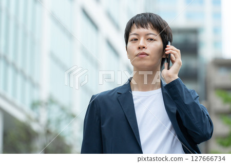 Male casual business smartphone Male casual business smartphone 127666734