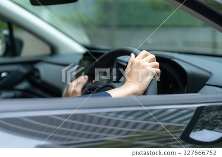 Man driving a car, hand Man driving a car, hand 127666752