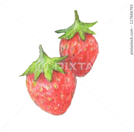 草莓水彩鉛筆插畫 127666765