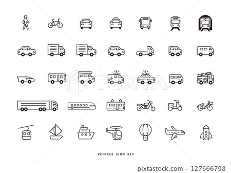 Monochrome vehicle icon set (transportation, vector material) Monochrome vehicle icon set (transportation, vector material) 127666798