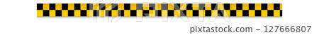 Black and yellow checkered caution tape. Ideal for safety, construction zones, restricted areas, and warning signs. 127666807