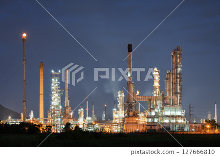 Oil gas refinery plant with sky background. 127666810