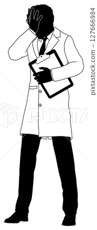 Scientist Engineer Inspector Upset Man Silhouette 127666984
