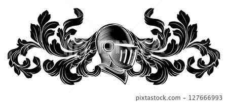 Coat of Arms Crest Knight Helmet Heraldry Design Coat of Arms Crest Knight Helmet Heraldry Design 127666993
