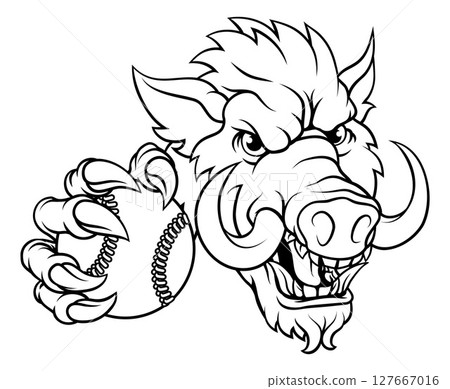 Boar Wild Hog Razorback Warthog Baseball Mascot 127667016
