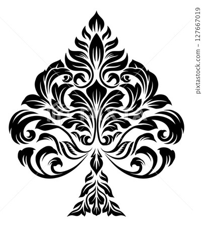 Ace of Spades Filigree Symbol Playing Card Pattern 127667019