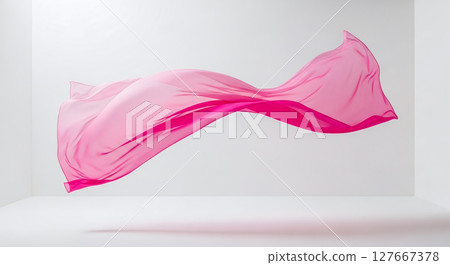 A thin pink cloth flying in the air A thin pink cloth flying in the air 127667378