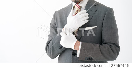 Man wearing gloves, hands 127667446