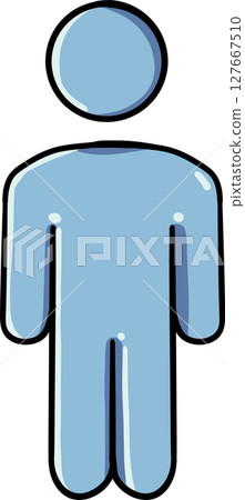 Hand drawn Bathroom elements doodle, Illustration of a simple male character in blue Hand drawn Bathroom elements doodle, Illustration of a simple male character in blue 127667510