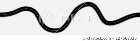 Seamless asphalt top view road or highway types in flat vector style isolated on white background 127668320