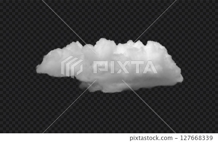 Realistic white vector cloud png mockup isolated on black transparent sky background Smoky air cloud 127668339
