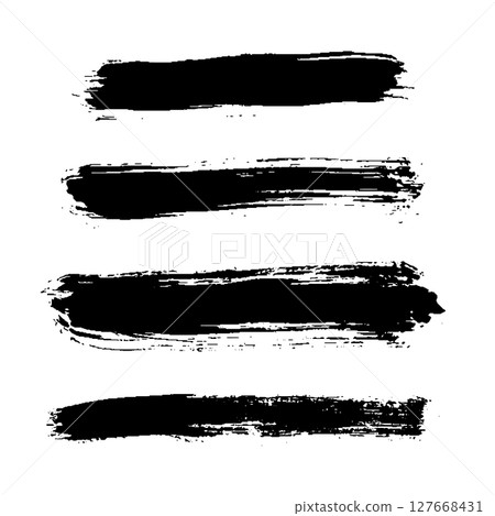Black Brush strokes isolated on white background. Dry Brush Strokes and Scratches Retro Grunge Background. Vector brush stroke texture. Black ink, paint splatter. 127668431