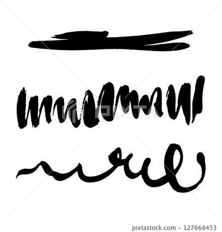 Black Brush strokes isolated on white background. Dry Brush Strokes and Scratches Retro Grunge Background. Vector brush stroke texture. Black ink, paint splatter. Black Brush strokes isolated on white background. Dry Brush Strokes and Scratches Retro Grunge Background. Vector brush stroke texture. Black ink, paint splatter. 127668453