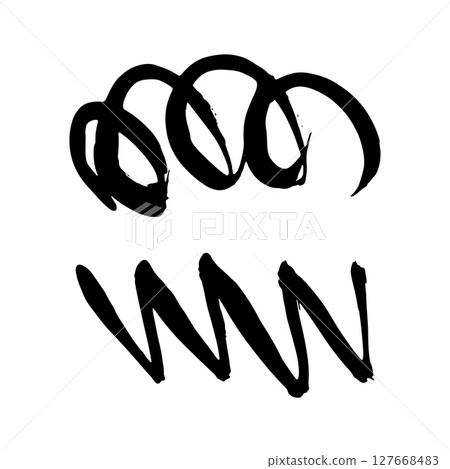 Black Brush strokes isolated on white background. Dry Brush Strokes and Scratches Retro Grunge Background. Vector brush stroke texture. Black ink, paint splatter. 127668483