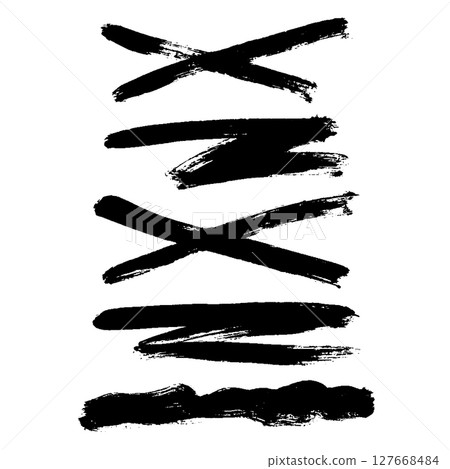 Black Brush strokes isolated on white background. Dry Brush Strokes and Scratches Retro Grunge Background. Vector brush stroke texture. Black ink, paint splatter. 127668484