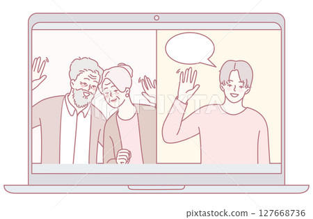 Virtual Connection Online Video Call Between Generations and Diverse Family Members 127668736