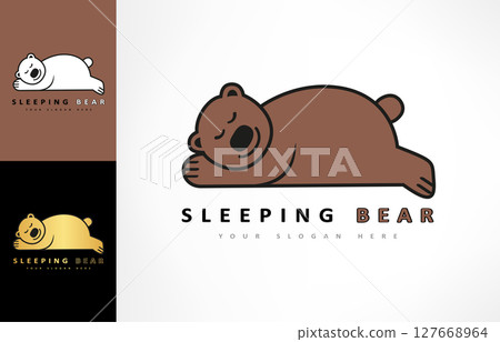 Sleeping bear logo vector. Animal design 127668964